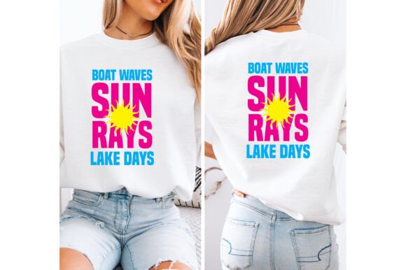 Boat Waves Sun Rays Lake Days SVG