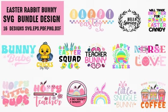 EASTER RABBIT BUNNY SVG PNG BUNDLE